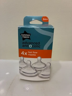 NUEVO Tommee Tippee Fast Flow Advanced Anti Cólicos Pezones 6M+ Paquete de 4 Foto 1 de 4