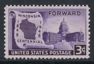 Scott 957- Wisconsin Statehood Centennial- MNH 3c 1948- unused mint stamp - Picture 1 of 1