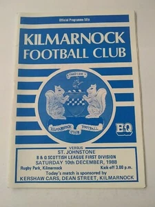 Programas de fútbol de la Liga Escocesa Kilmarnock v St Johnstone 1988 - Imagen 1 de 3