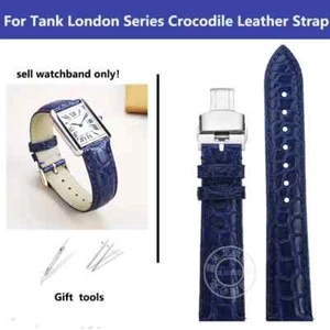 Leather Watchbands For Cartier Tank London Solo Bottom Butterfly Buckle Straps - Picture 1 of 41