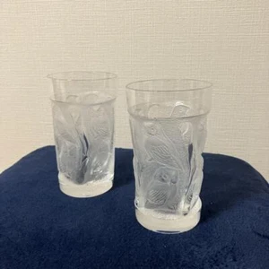 LALIQUE Hulotte Owl Glass Tumbler Set of 2 Glass No Box Used - Picture 1 of 9