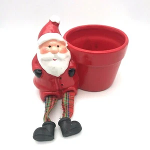 Vintage Retro Santa Shelf Sitter Planter Flower Pot Holiday Christmas Decoration - Picture 1 of 10