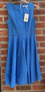Vestido GRACE KARIN Mujer Talla XS Azul Blanco Años 50 Lunares Retro Columpio - Imagen 1 de 6
