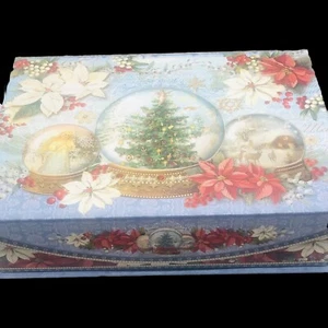 Punch Studio Snow Globe Poinsettia Angel Keepsake Trinket Storage Box - Picture 1 of 16