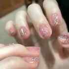 False nails Square Gloss Pink Glitter Ombre 24pk + FREE nail tabs BN208