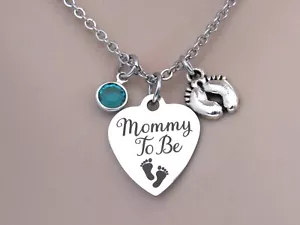 Collar Mommy To Be con Piedra de Nacimiento, Collar Nueva Mamá, Regalo Embarazo Baby Shower - Imagen 1 de 7