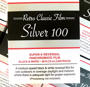 Película de reversión Super-8 en blanco y negro "Silver 100" NUEVA ORWO; VER VIDEOS ISO 100/200 - Imagen 1 de 7
