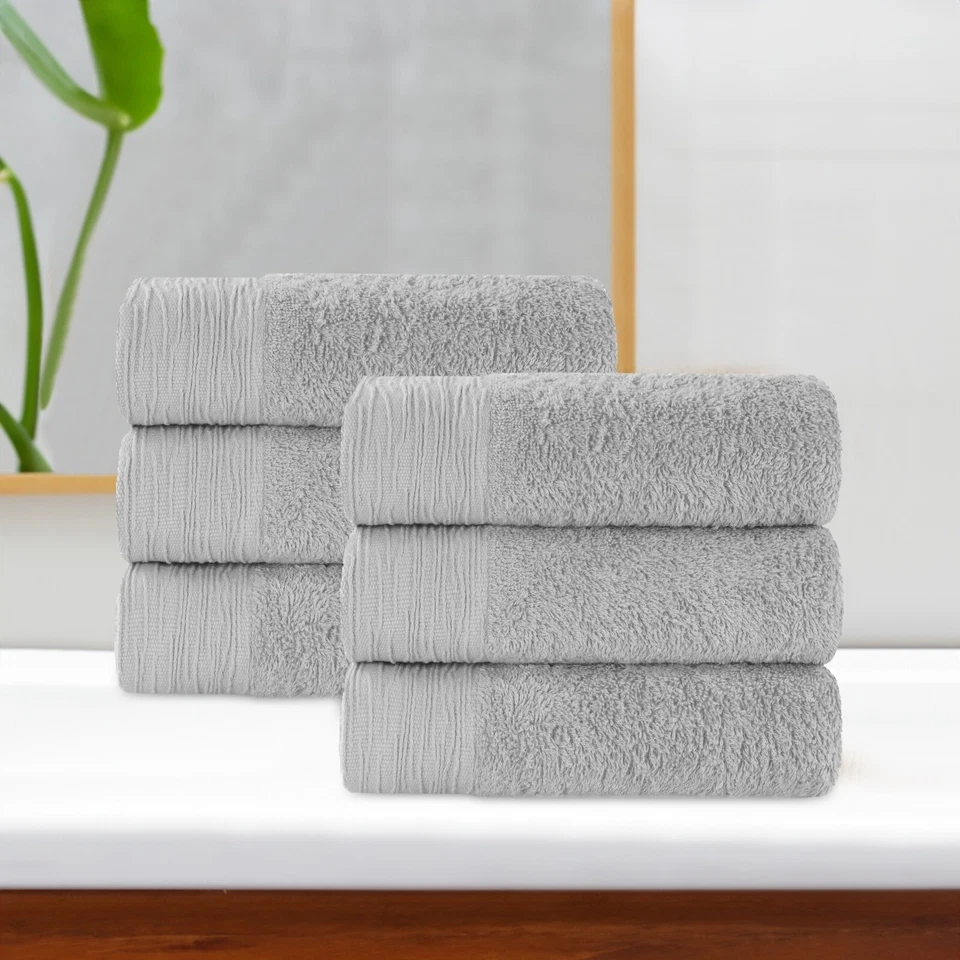 6-Piece Rayon from Bamboo Solid Ultra Plush Fluffy Eco-Friendly Hand Towel Set - Image 1 of 3