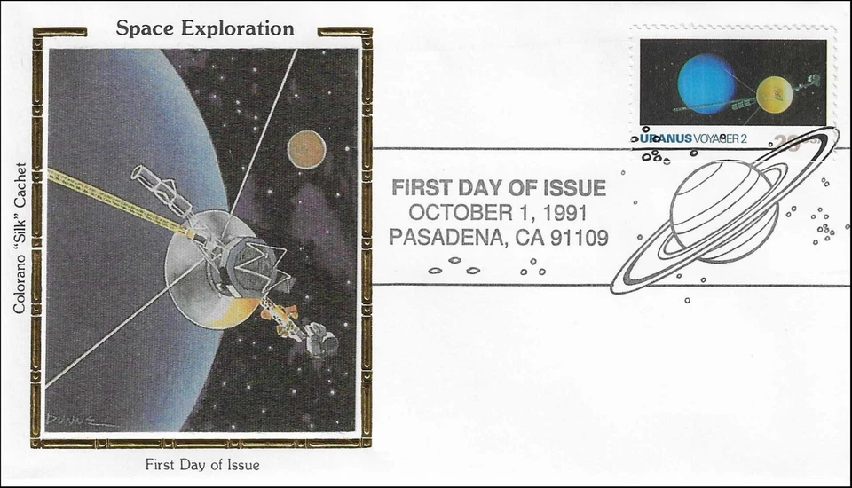 Uranus Voyager 2 Astronomy Space Exploration NASA USA Colorano Silk FDC 1991 - Image 1 of 1