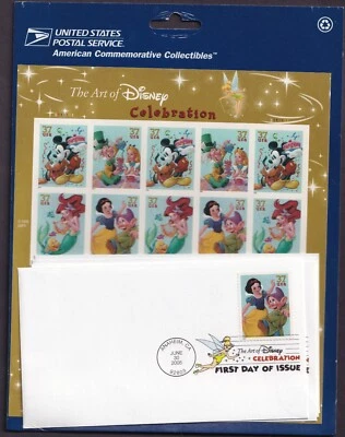 Scott #3915a (3912-3915) Disney Celebration Sheet of 20 Stamps w/FDC - Sealed - Image 1 of 3