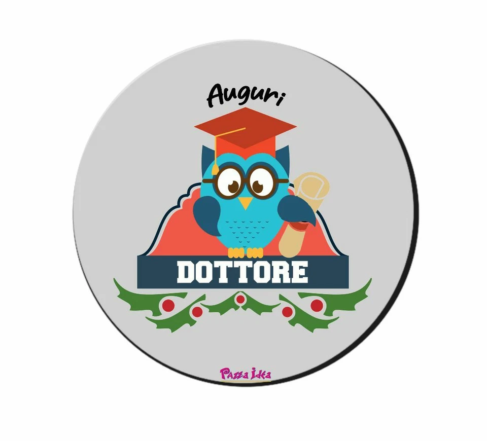 mouse pad tappetino rotondo pc scritta auguri dottore regalo laurea laureato - Immagine 1 di 1
