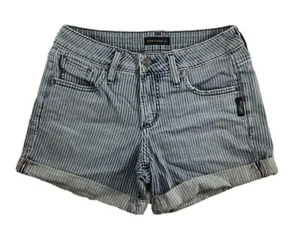 Silver Jeans Boyfriend Shorts Pinstripe Curvy Mid Rise Denim Womens 24 28 29 34 - Picture 1 of 7