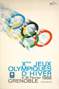10th OLYMPIC GAMES vintage sports poster FRANCE 1968 colorful RARE 20x30 NEW - Picture 1 of 2
