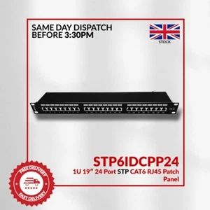 Network Patch Panel 24 Port 1U Cat6 STP IDC - Afbeelding 1 van 5