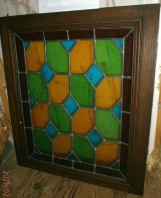 VITRAIL 44x55 cm/VITRAUX/ENTOURAGE BOIS CHÊNE/PORTE/57x65x3 cm/2 DISPONIBLES - Photo 1/4