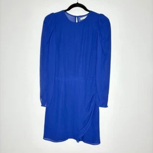 Reformation Juni Mini Dress Long Sleeve Puff Sleeve In Danube Navy Blue Size 6 - Picture 1 of 7