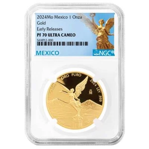 2024 Proof Gold Mexican Libertad Onza 1 oz NGC PF70UC ER Mexico Label - Picture 1 of 2