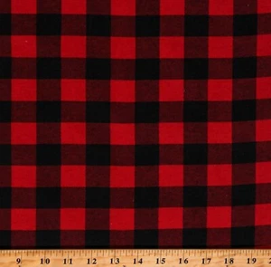 Tela de franela de algodón PRT a cuadros de búfalo rojo negro rojo PRT estampado por yarda D275,28 - Imagen 1 de 1