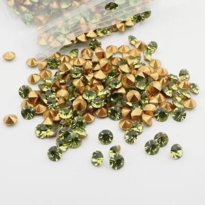 Lote 100 gramos 5mm ss22 checo vintage laminado vidrio verde pedrería suelta - Imagen 1 de 2