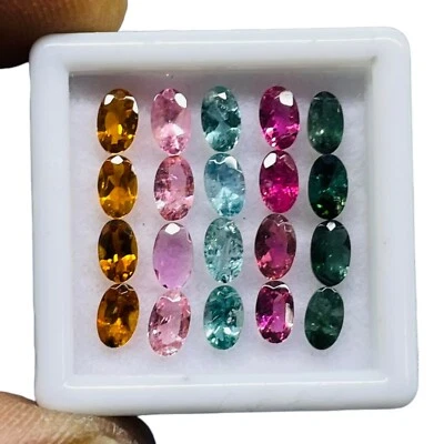 20 Pcs Natural Tourmaline 5x3mm Oval Cut Multi Color Loose Gemstones Lot 4.80 Ct - Image 1 of 4