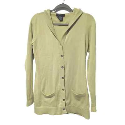 Cárdigan de manga larga con botones verde seda Per Se suéter Foto 1 de 4