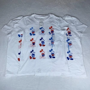 Disney 3 Pack T-Shirt Women's L White Mickey Grid Americana Graphic Short Sleeve - Picture 1 of 5