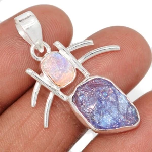 Colgante de plata 925 de cristal de tanzanita natural y piedra lunar arco iris SHZ3 CP70910 - Imagen 1 de 1