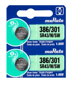 Murata 386/301 (SR43/W/SW) Silver Oxide Battery (2 Count)-Replaces Sony 386/301 - Picture 1 of 8
