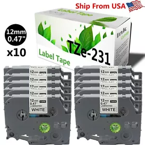 10 PK TZe231 Label Tapee Used for P-touch PT-1190 PT-1230PC(Black on White) - Picture 1 of 2