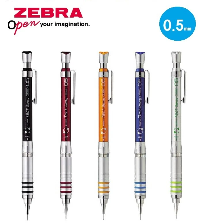 Lápis mecânico Zebra Tect 2 vias 0,5 mm escolha entre 5 cores de corpo - Imagem 1 de 1