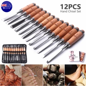 12 pcs/Set Carving Chisels Kit Wood Working Professional Gouges Woodworking Tool - Picture 1 of 14