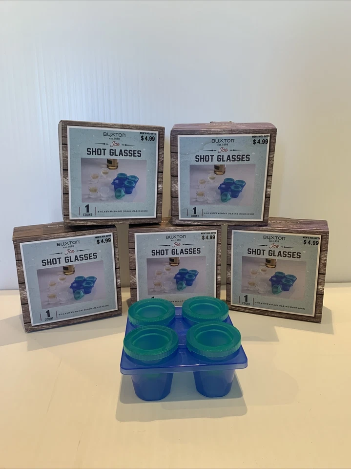 Buxton Ice Shot Glasses Molds 4 Cavities Pary Barware