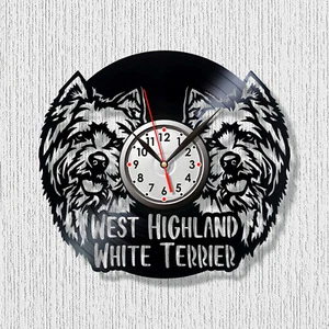 West Highland White Terrier clock Dog clock Dog clocks Vinyl clock Animals clock - Picture 1 of 1