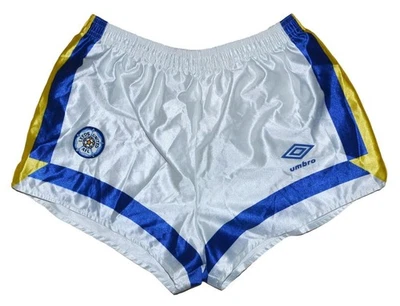 LEEDS UNITED 1988/1990 HOME FOOTBALL SHORTS JERSEY UMBRO SIZE S/M ADULT - Image 1 of 4