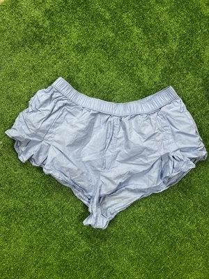 Anthropologie Shorts Womens Large Light Blue 100% Cotton Ruffle Hem Lounge - Image 1 of 4