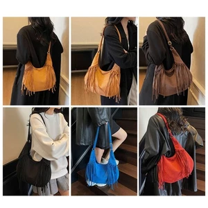 Trendy Shoulder Bag Lightweight Crossbody Purse Tassels Decors for Women Girls - Picture 1 of 13