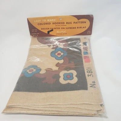 VTG Sanitized Colored Hooked Rug Pattern #380A 24" x 36" Supreme Burlap NOS - Image 1 of 4