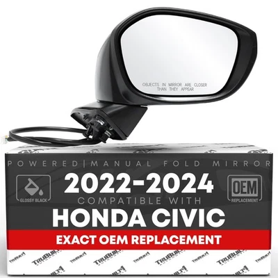 T1A Honda Civic Passenger Side Mirror Replacement - Powered Adjustment, Manual Fo...
