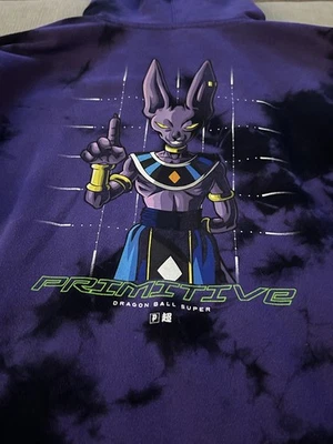 Primitive Hoodie Men's L Purple Tie Dye Dragon Ball Super Beerus Sweatshirt HTF - Image 1 of 4
