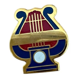 Pins Pin Vintage Music Lyre Enameled Award Pin Lapel Brooch Gold Blue Red - Picture 1 of 5