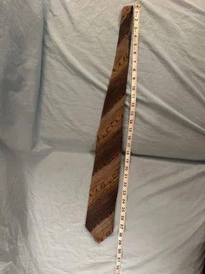 J. Ferrar Made in Italy Men's Tie Brown Woodgrain Stripe 58in - Image 1 of 4