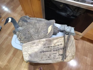 Vintage Johnsons faltbare Gans Jagd Lockvögel Pfähle Tasche - 8 normale 4 Fütterung - Bild 1 von 4