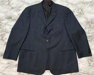 Pierre Cardin Mens Suit Blazer Jacket Size 46R Blue Pinstripe 100% Wool