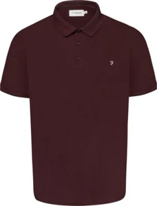 Big Mens Farah Hudson Short Sleeve Polo Shirt in Oxblood Burgundy 3XL to 5XL - Picture 1 of 4