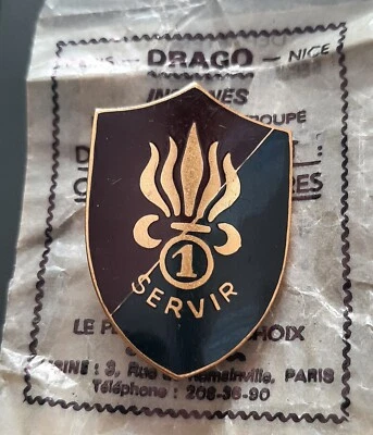 WW2 Insigne 1° RMVE VOLONTAIRES LÉGION ÉTRANGÈRE Retirage Drago 1974 FFL Badge - Photo 1/2