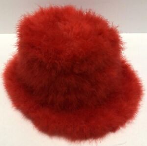 Red Feather Top Hat Furry Pimp Fancy Dress Up Halloween Adult Costume Accessory