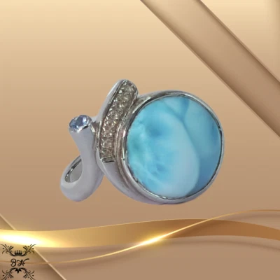 Marahlago Como Ring –Size 8– Larimar, Blue Spinel & White Sapphire –Ships Fast!! - Image 1 of 4