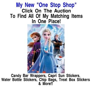 Frozen Birthday Party Favor Candy Bar Treat Stickers Chip Bag Princess Elsa Anna