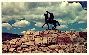 Postal Billete de Búfalo Estatua Cody Wyoming - Imagen 1 de 2
