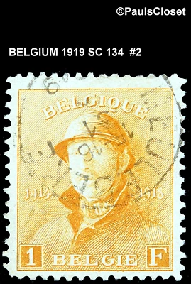 BELGIUM 1919 SC 134 KING ALBERT I LIGHT ORANGE 1f UNG F/VF #2 - Image 1 of 2